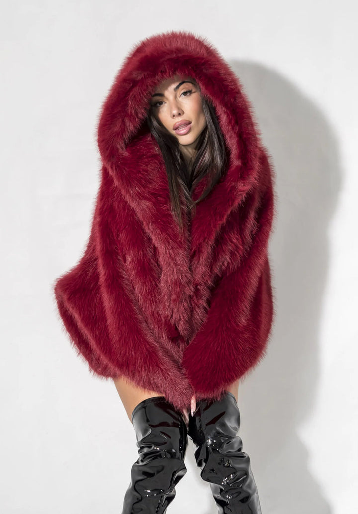 Vittoria Soft Fur Hooded Coat