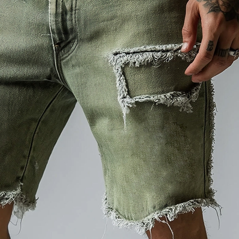 Harlan Ripped Stretch Denim Shorts