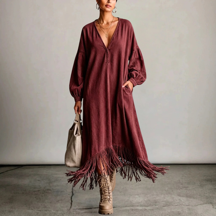 Marlowe V-Neck Fringe Dress