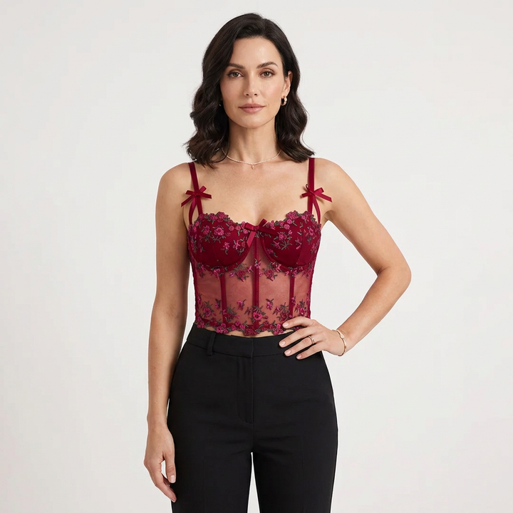 Aurelia Floral Embroidered Corset Top