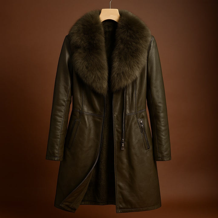 Margaux Fur-Trim Leather Coat