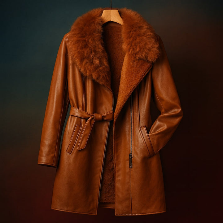 Margaux Fur-Trim Leather Coat