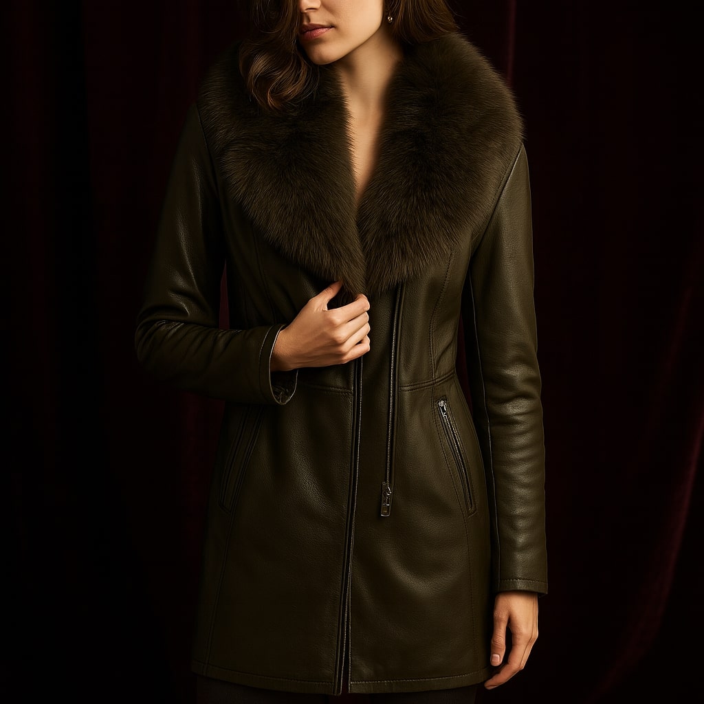 Margaux Fur-Trim Leather Coat