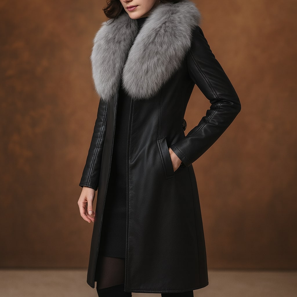 Margaux Fur-Trim Leather Coat