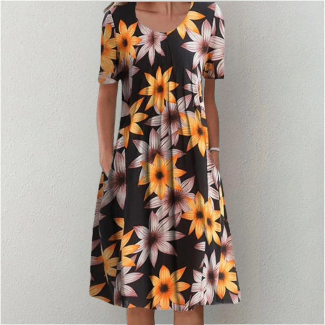 Valentine Floral Pocket Midi Dress