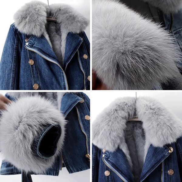 Valenti Luxe Lined Fox Fur Denim Coat