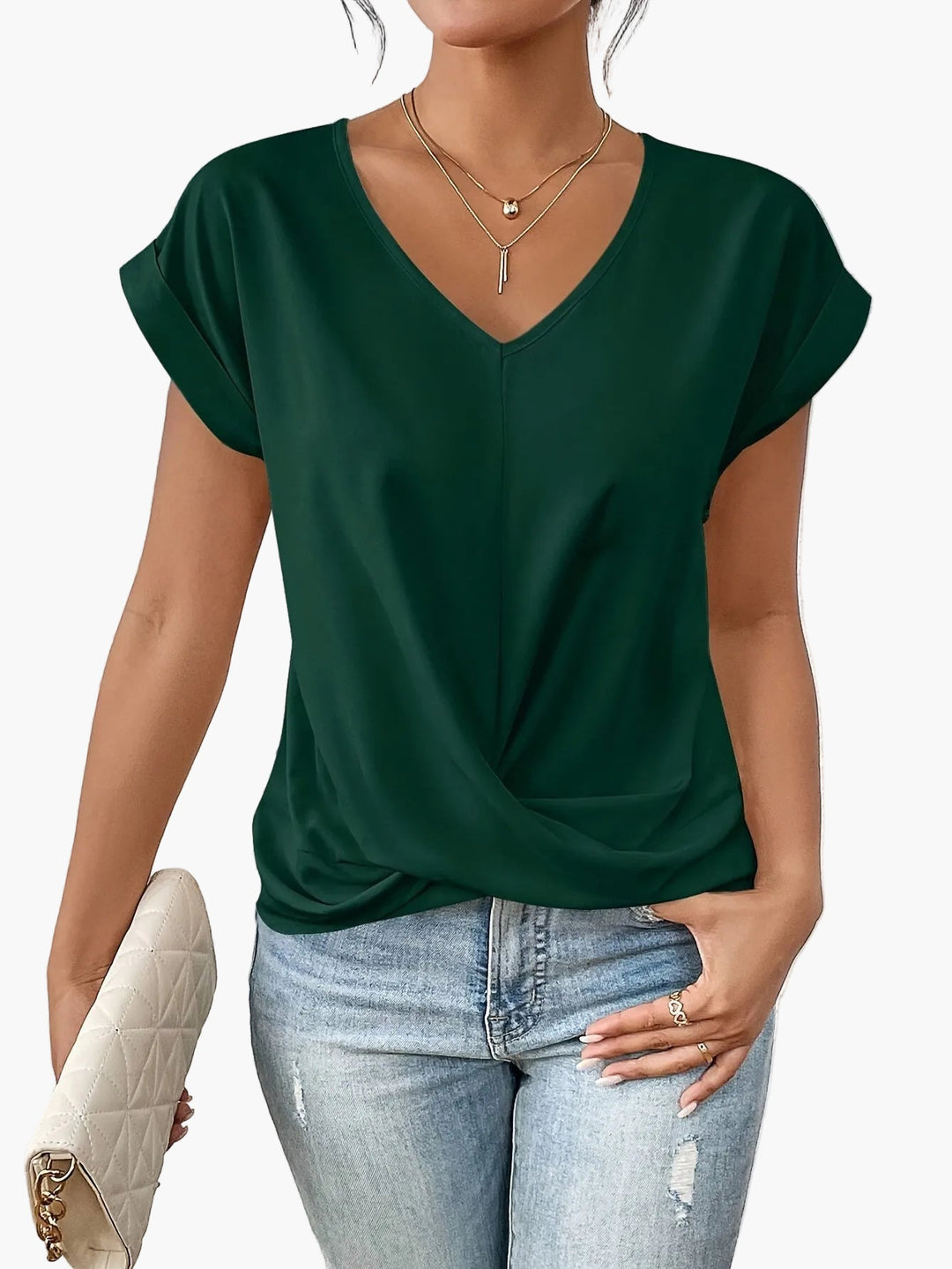 Maya V Neck Pleat Detail Top