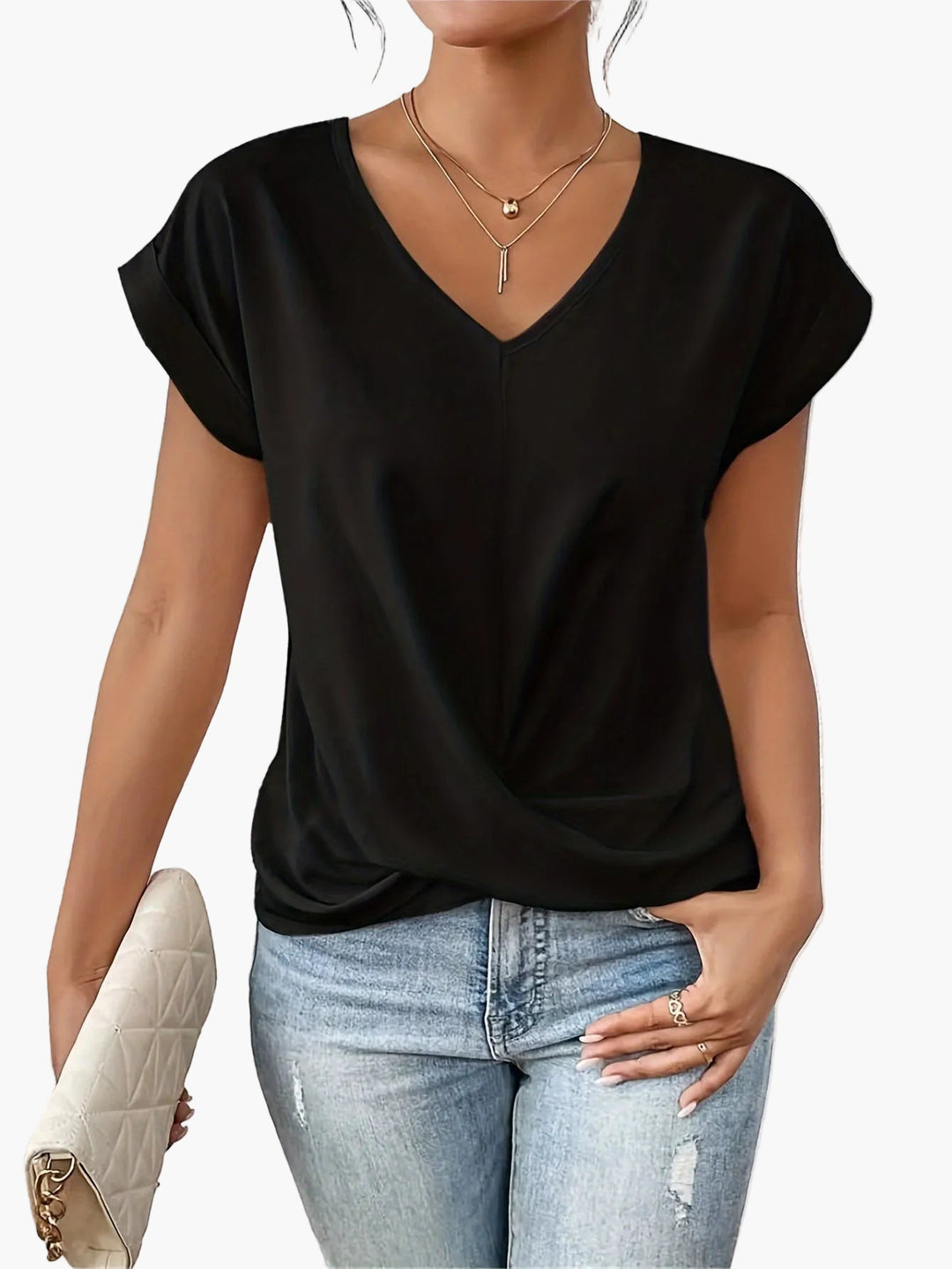 Maya V Neck Pleat Detail Top
