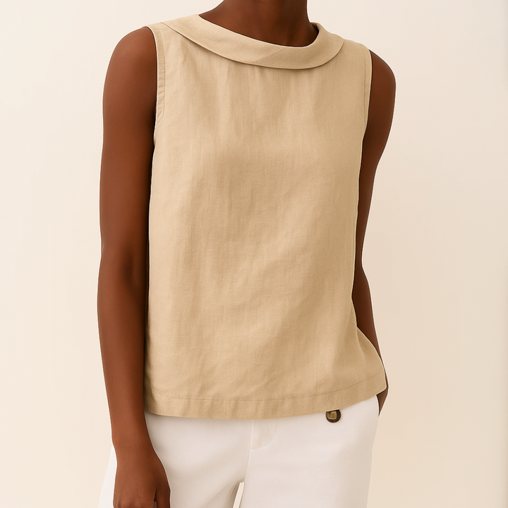Kayla Sleeveless Roll Collar Top