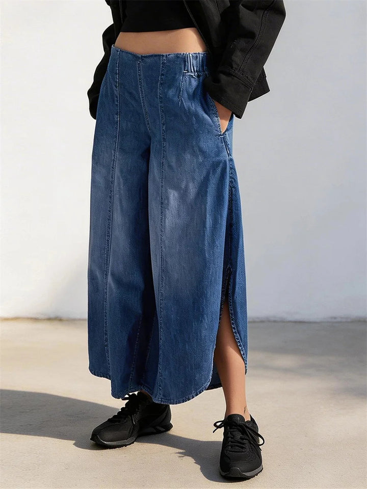 Irene Wide Leg Denim Capri Pant
