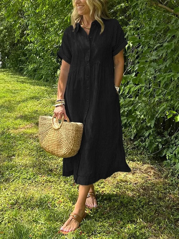 Florence Striped Button-Up Shirt Dress
