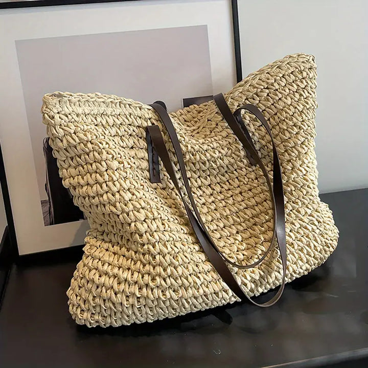 Alessia Straw Beach Tote Bag