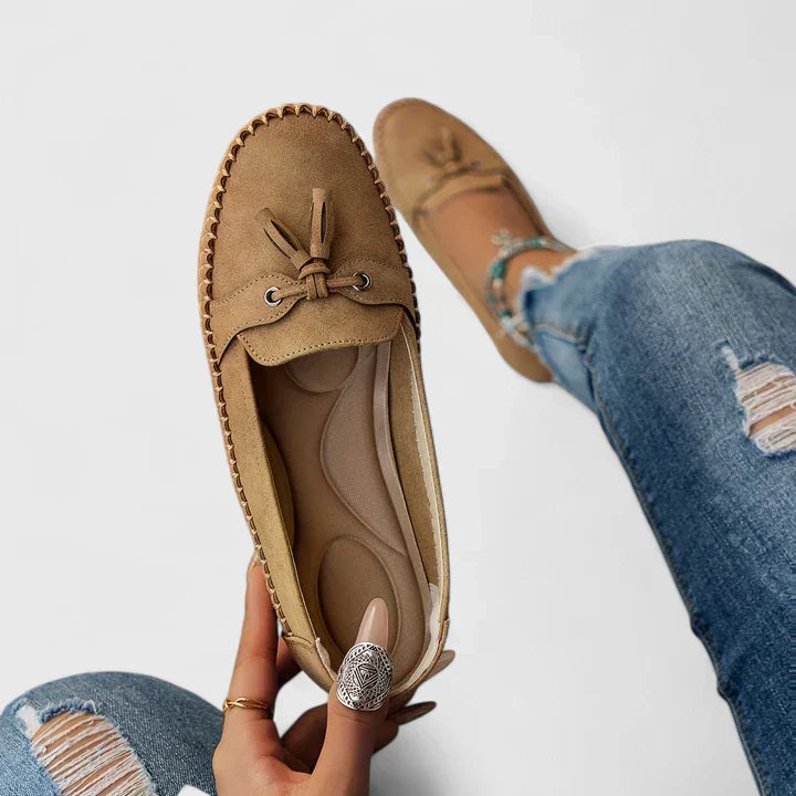 Florence Suede Bow Tassel Slip-On Loafers