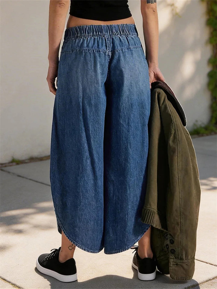 Irene Wide Leg Denim Capri Pant
