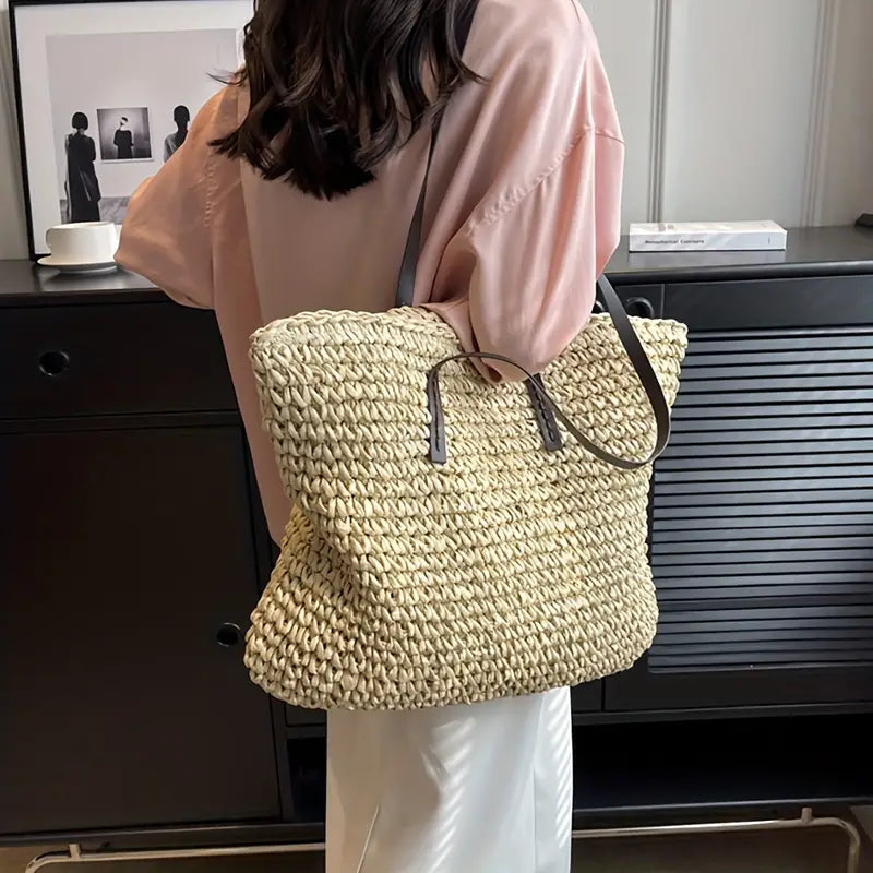 Alessia Straw Beach Tote Bag
