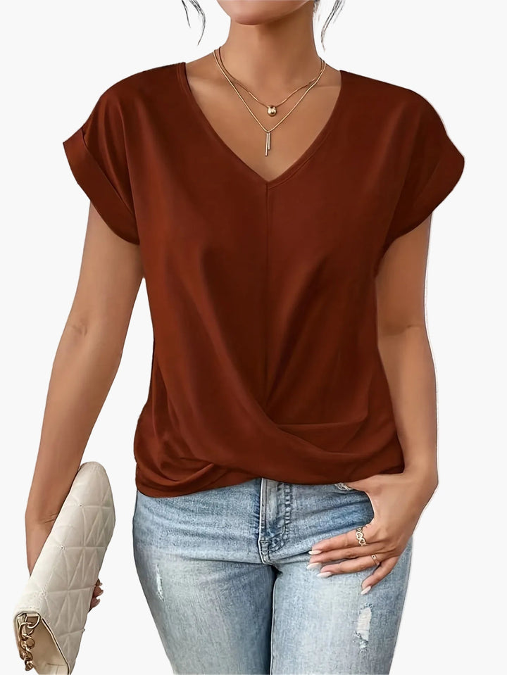 Maya V Neck Pleat Detail Top