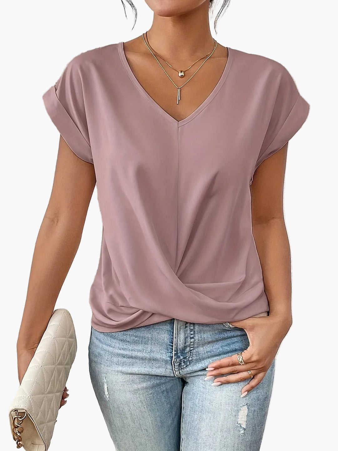Maya V Neck Pleat Detail Top
