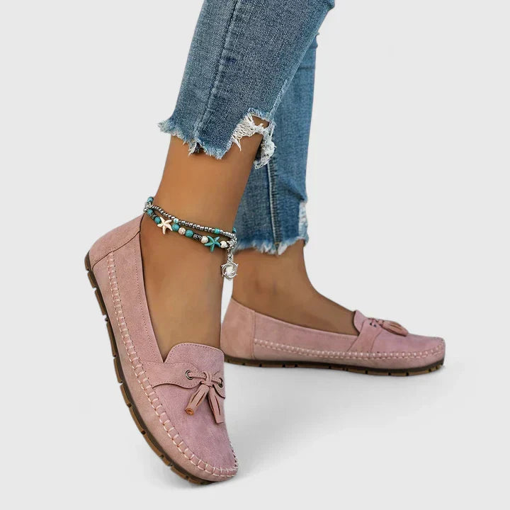 Florence Suede Bow Tassel Slip-On Loafers