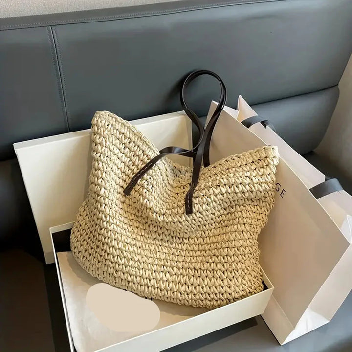 Alessia Straw Beach Tote Bag