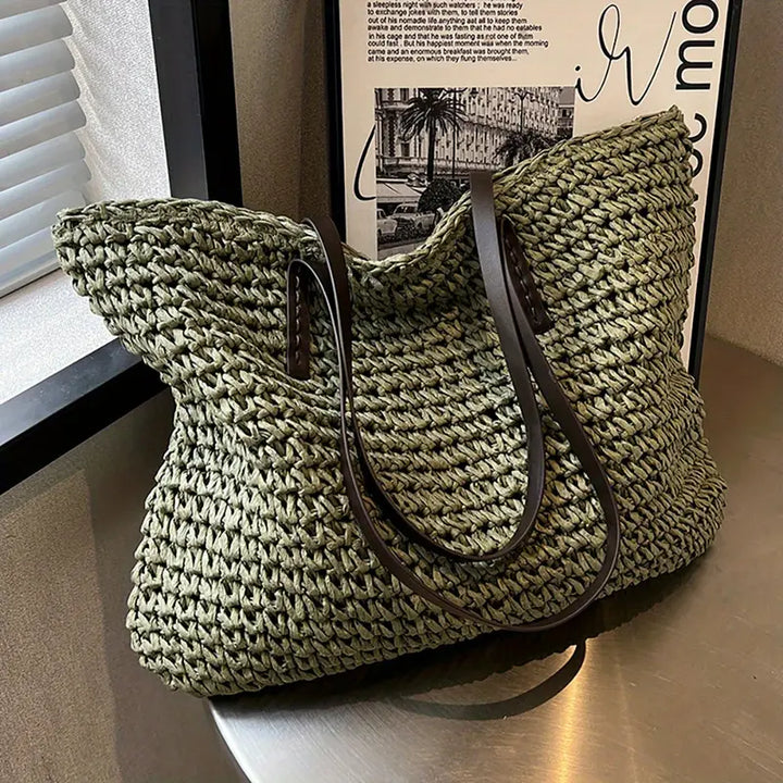 Alessia Straw Beach Tote Bag