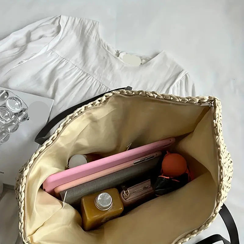 Alessia Straw Beach Tote Bag