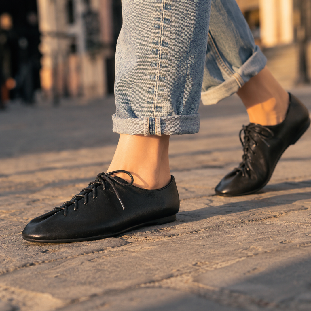 Madelyn Leather Lace Up Flats