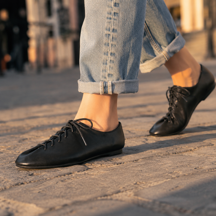 Madelyn Leather Lace Up Flats
