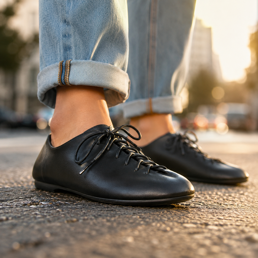 Madelyn Leather Lace Up Flats