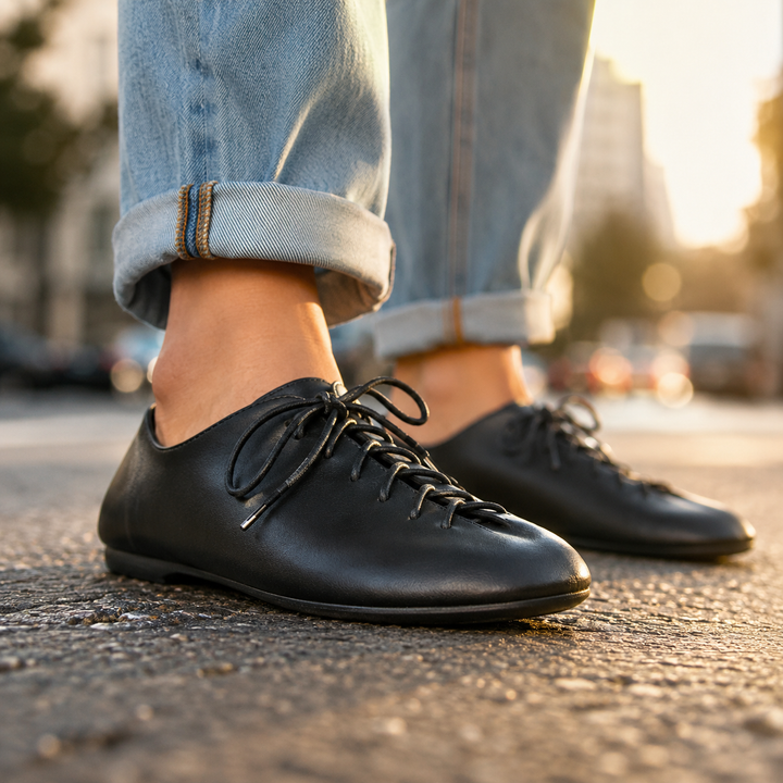 Madelyn Leather Lace Up Flats