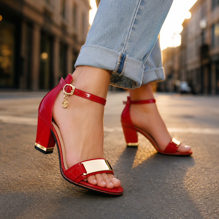 Ariel Open Toe Block Heels