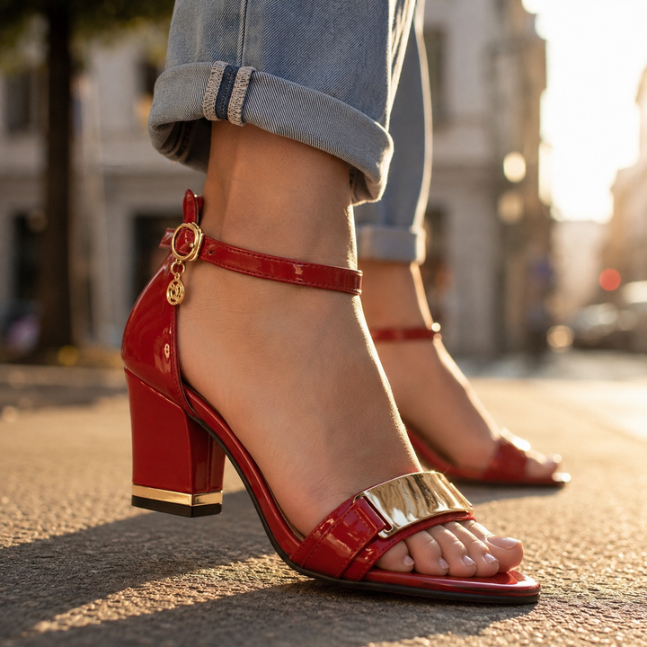 Ariel Open Toe Block Heels