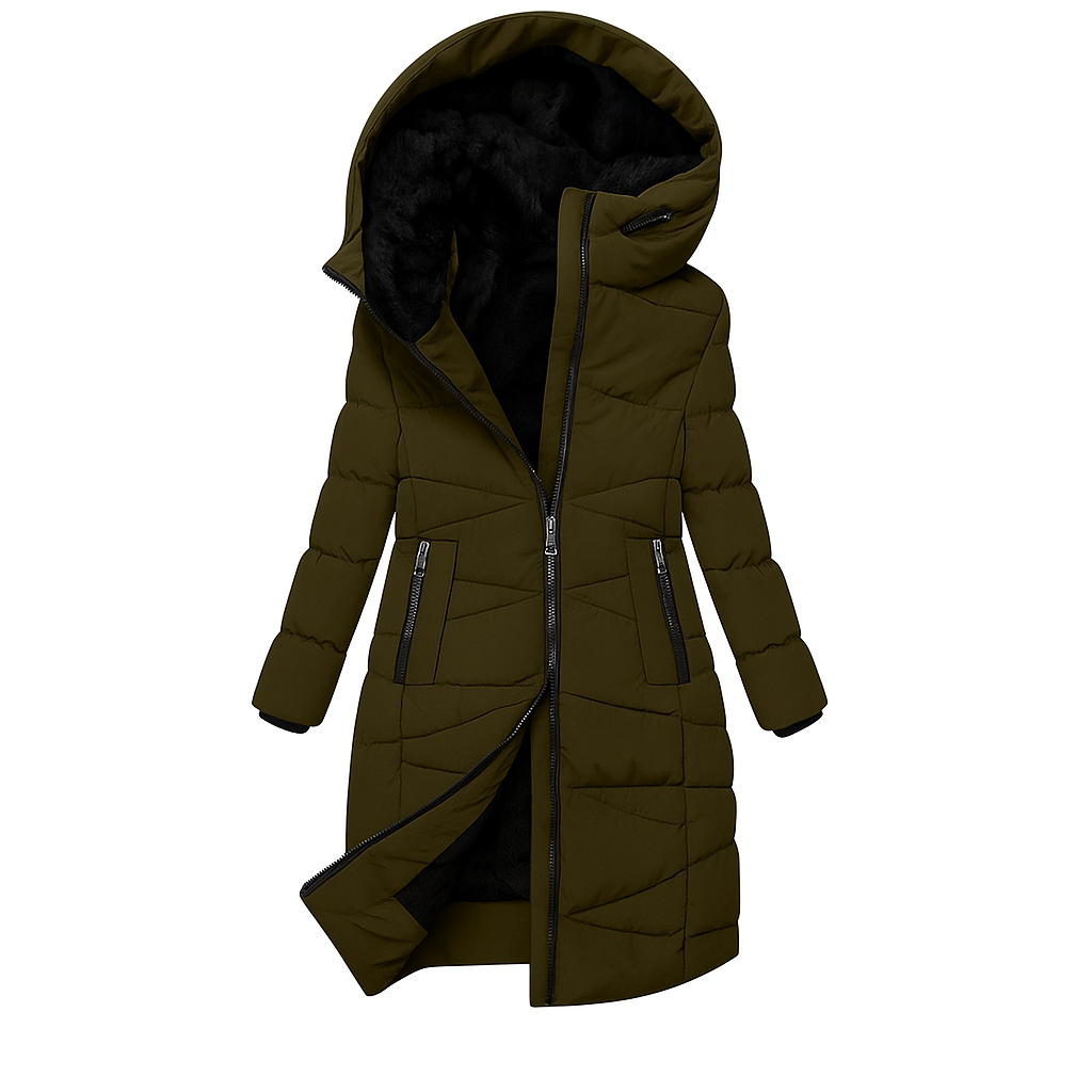 Florentina Long Quilted Hooded Coat