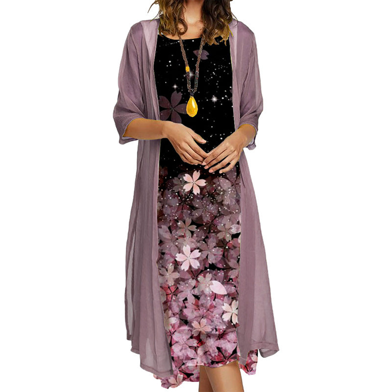 Kia Floral Cardigan Midi Dress