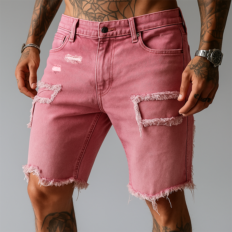 Harlan Ripped Stretch Denim Shorts