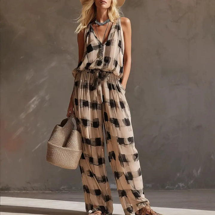 Serena Bohemian Abstract Print Wide Leg Pants Set