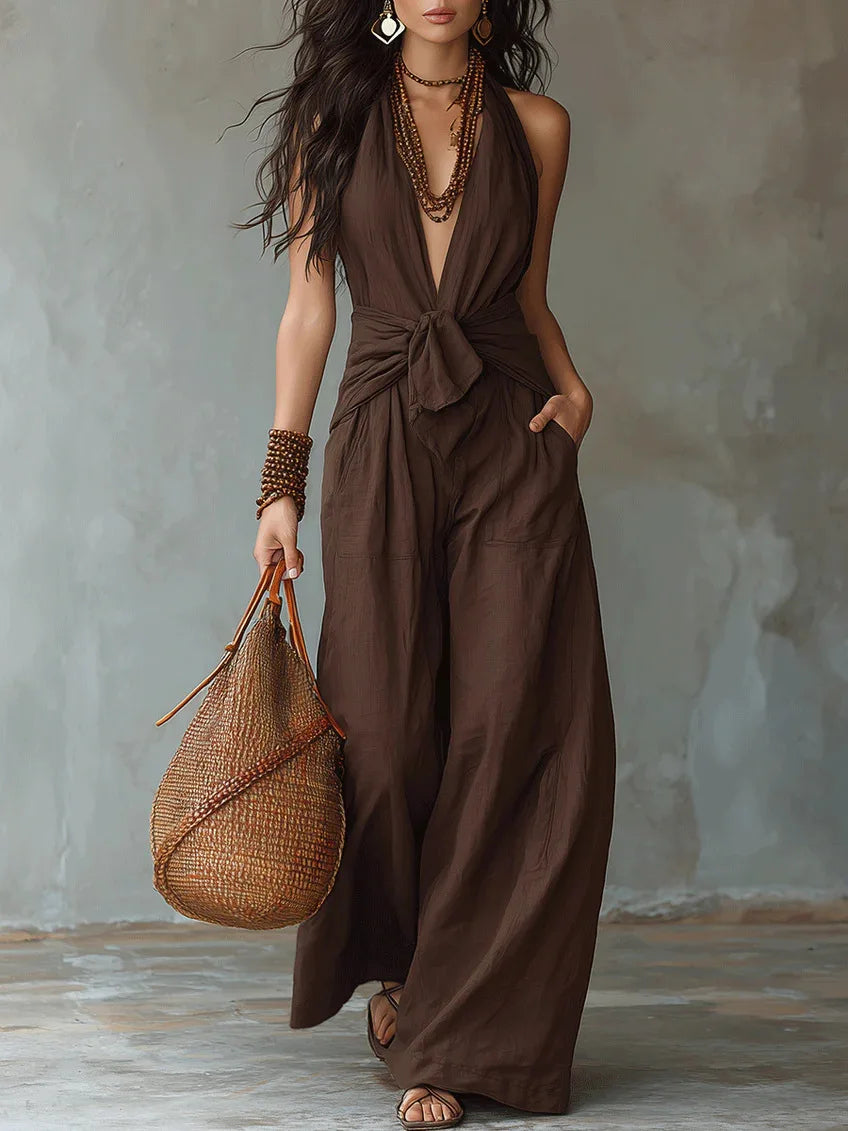 Mallory Front Tie Wide Leg Jumpsuit
