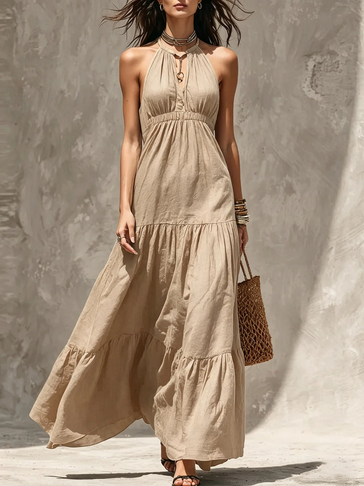 Marisol Bohemian Halter Tiered Maxi Dress