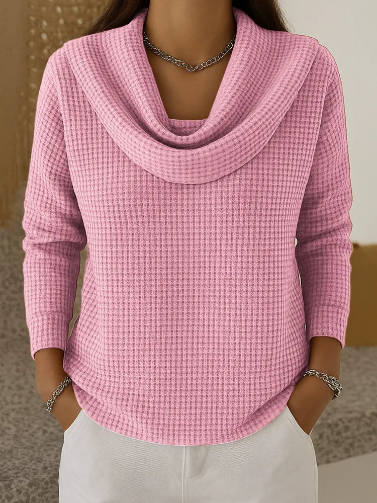 Juniper Cowl Neck Waffle Top