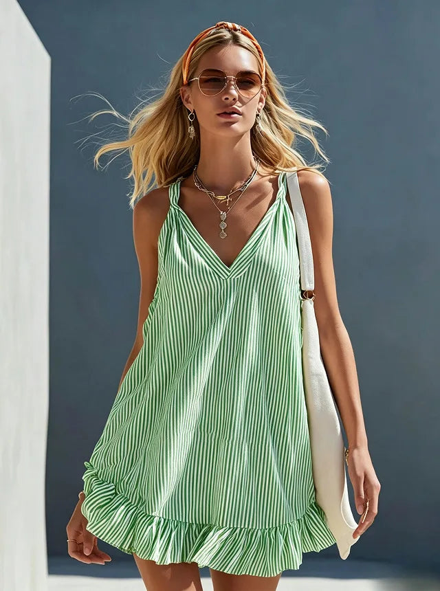 Sabrina Striped Ruffle Mini Dress