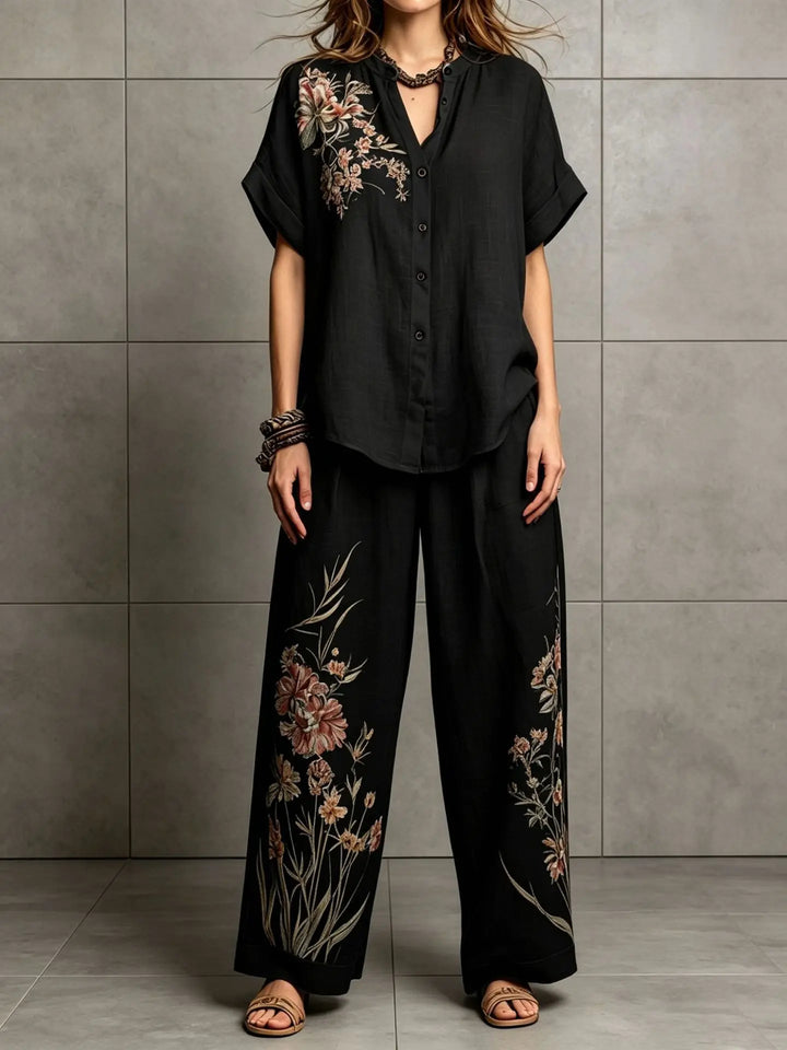 Dianne Bohemian Floral Printed Wide Leg Pants Set