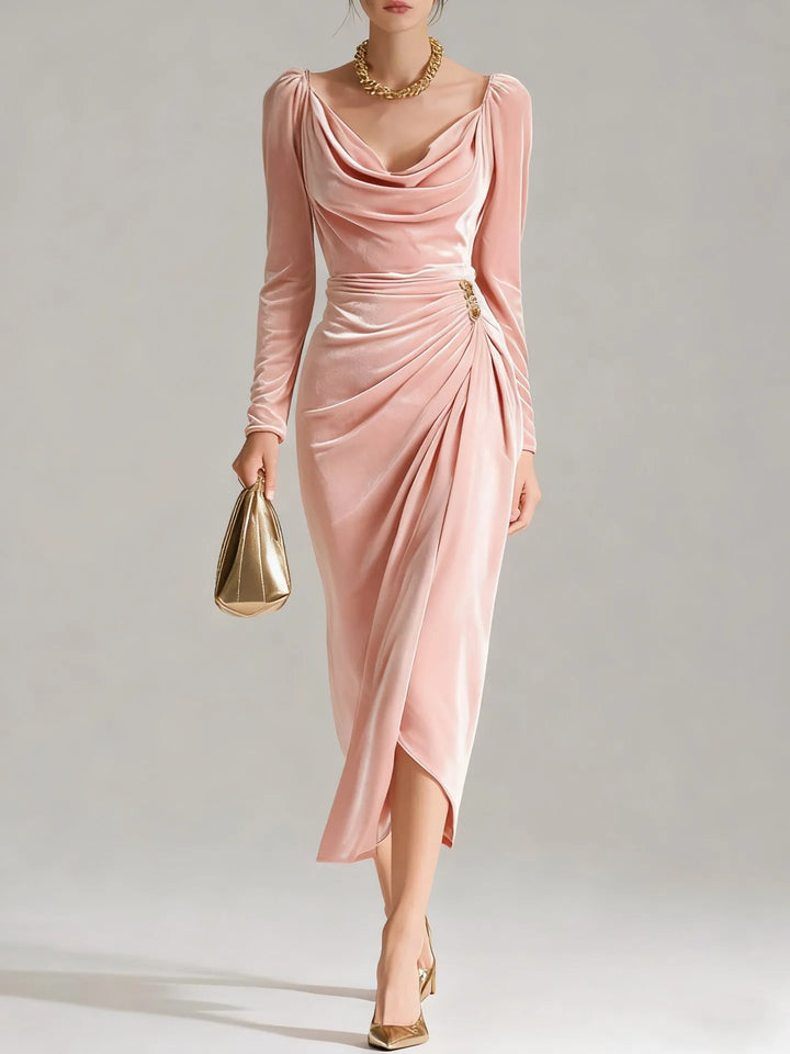 Vivienne Velvet Ruched Midi Dress