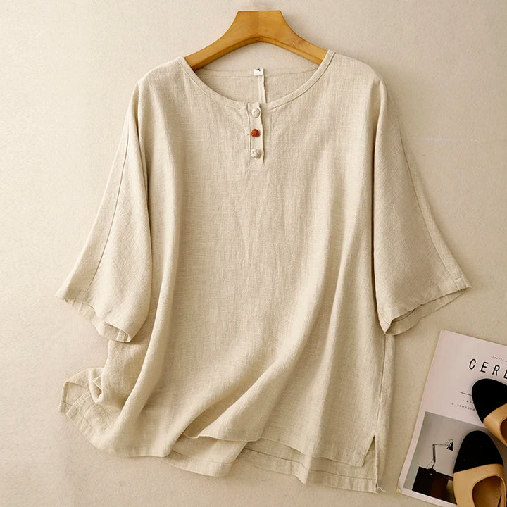 Naomi Short Sleeve Linen Blouse