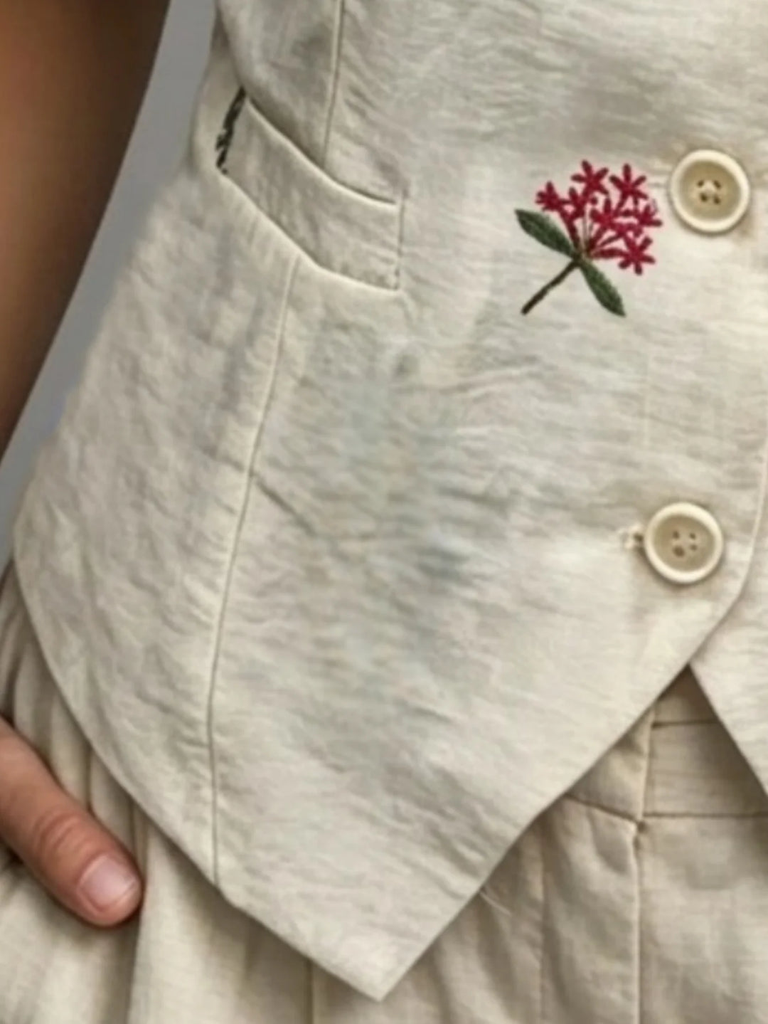 Emilia Embroidered Linen Vest