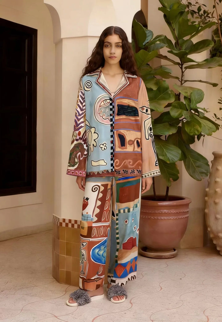 Monroe Abstract Print Trouser Set
