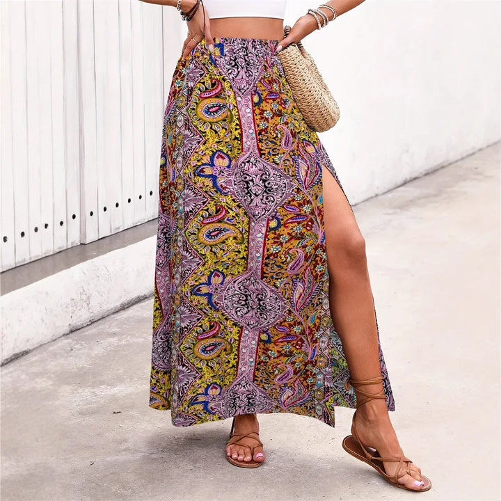 Celia Bohemian Floral Maxi Skirt
