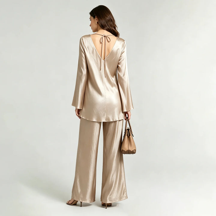 Elodie Satin Wide-Leg Set
