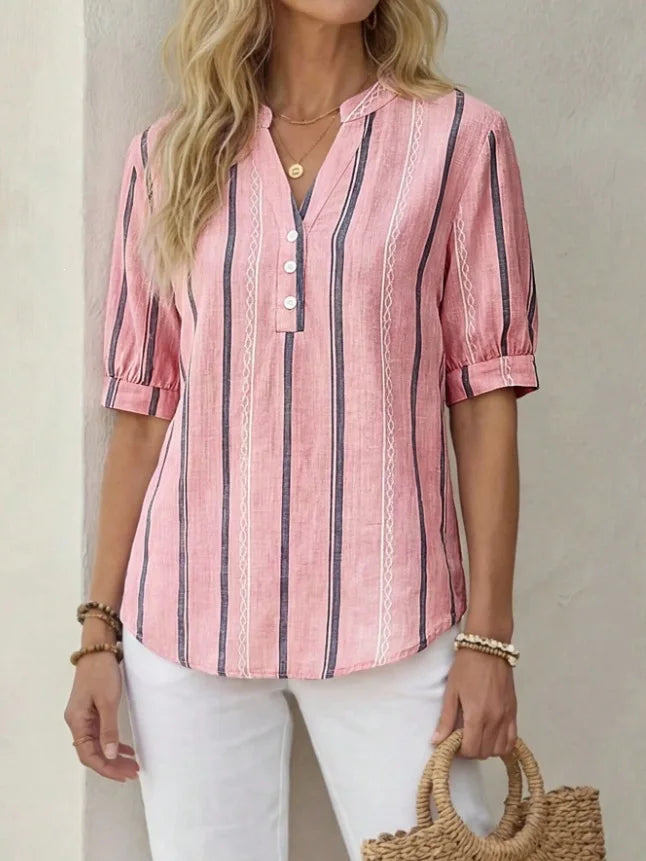 Hadley Striped V Neck Blouse