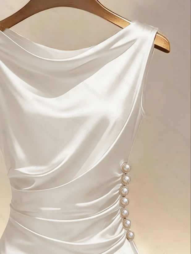 Colette Draped Satin Midi Dress