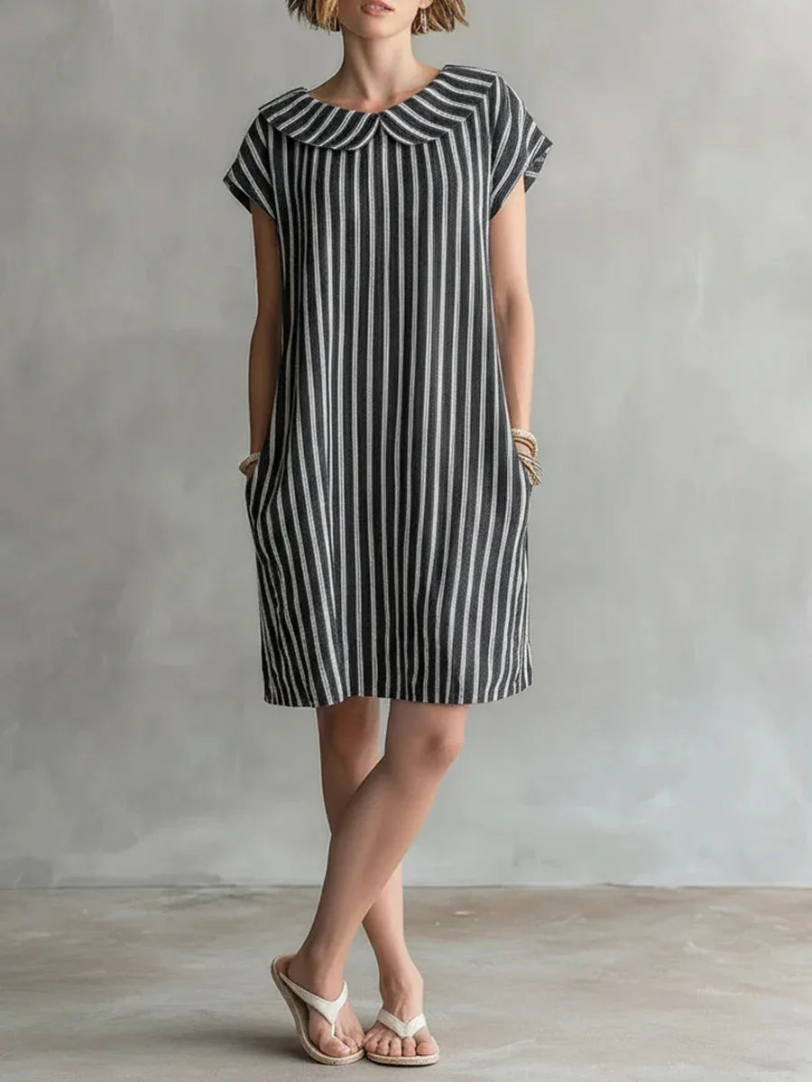 Felicity Striped Peter Pan Collar Mini Dress