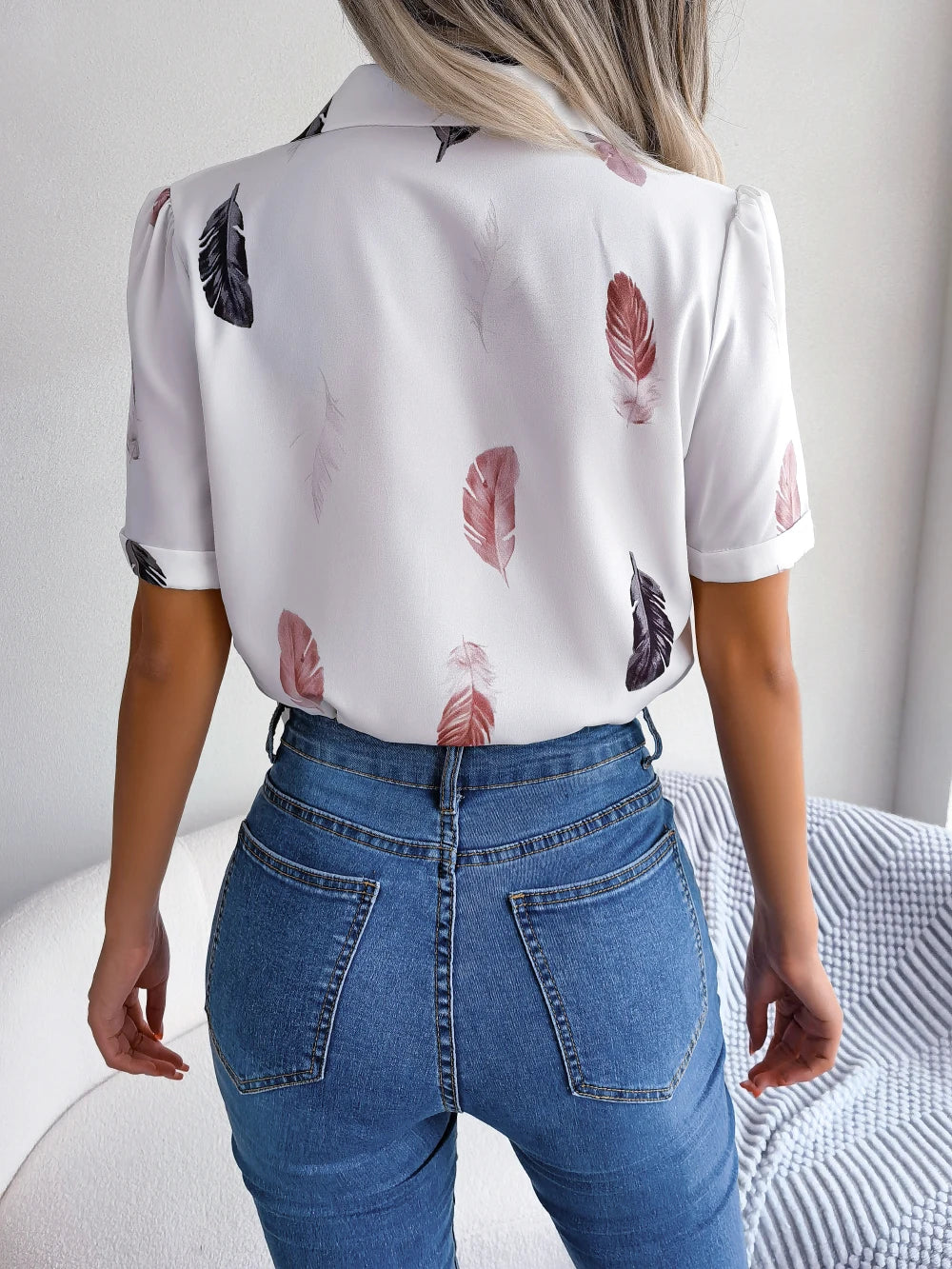 Sandra Feather Print Blouse